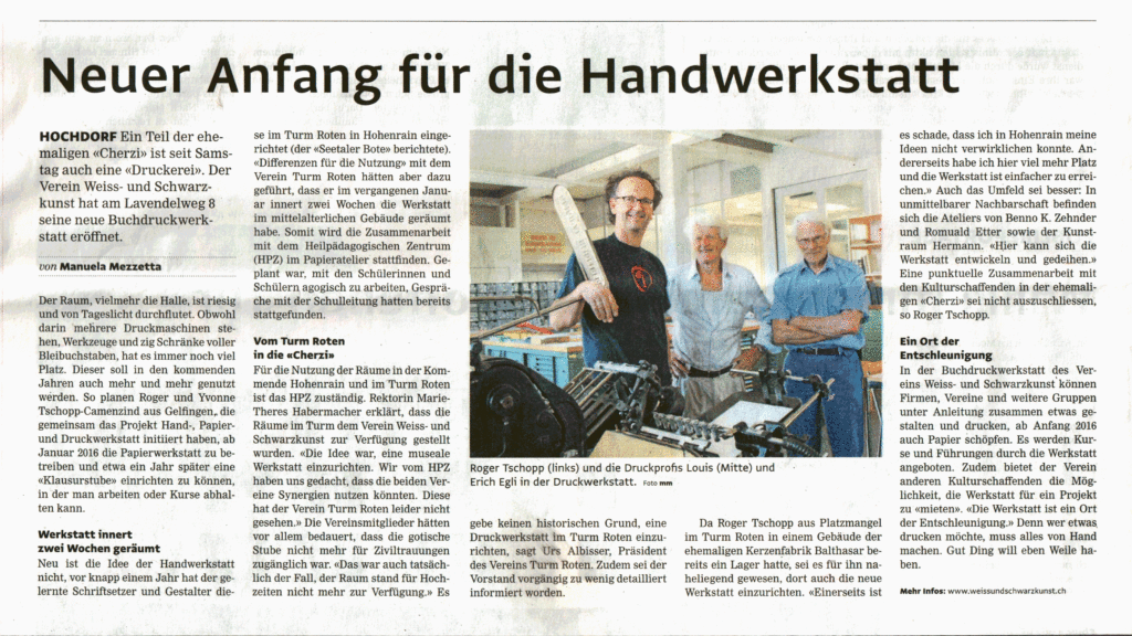 Neuer Anfang für die Handwerkstatt